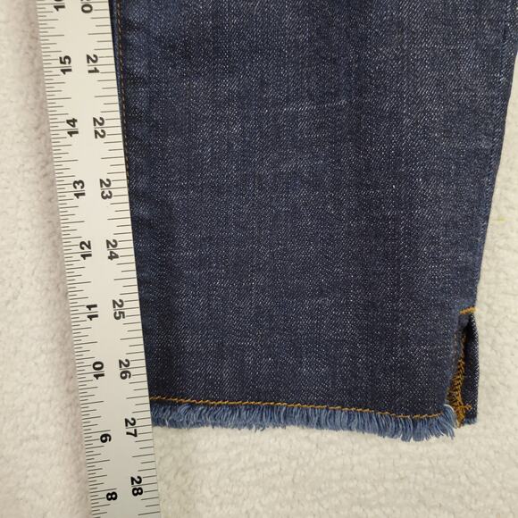 Eileen Fisher Jeans Womens 8 Dark Wash Raw Hem Organic Cotton Stretch Crop 31x27 - Picture 10 of 11
